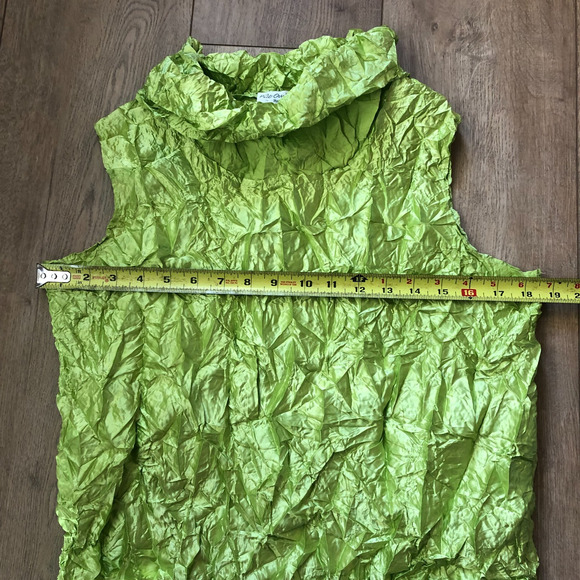 Vtg Y2K Pile Ou Face Sleeveless Ruched Stretch Yellow Tank Top OS Made in France - Picture 6 of 6